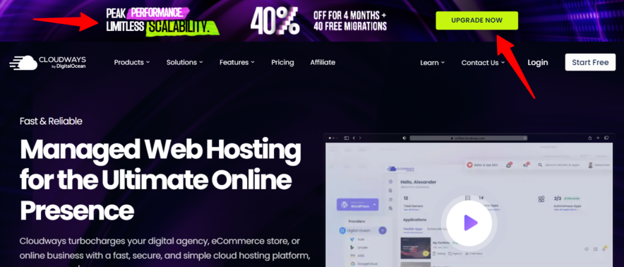 click on the Get 40% OFF for 4 Months button on the Cloudways website to grab the black friday deal