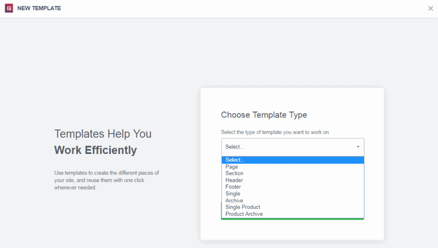 elementor theme builder