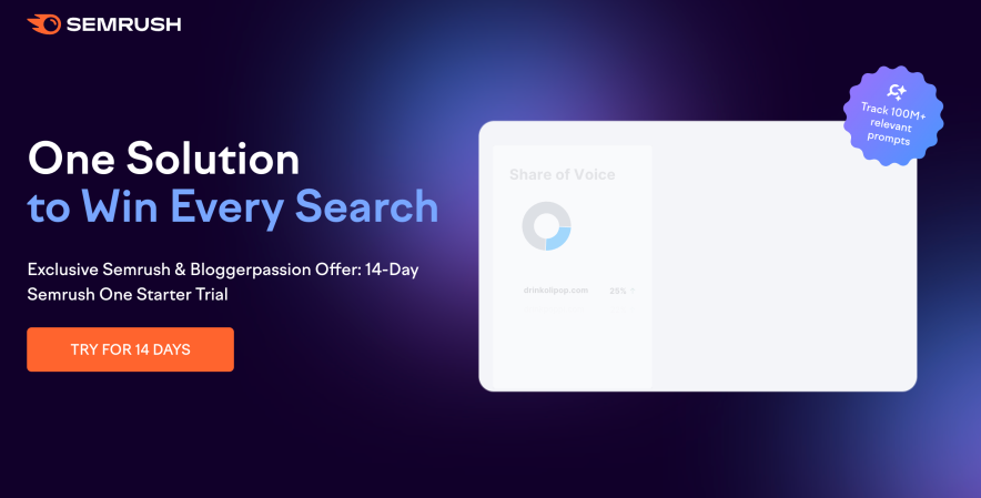 semrush deal 1 - get free trial of Semrush one toolkit