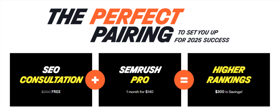 semrush deal Deal 1 - Get $300 Worth of Free SEO Consultation with Semrush Pro 1 Month Plan