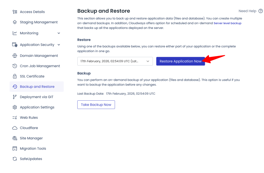 cloudways backup restore