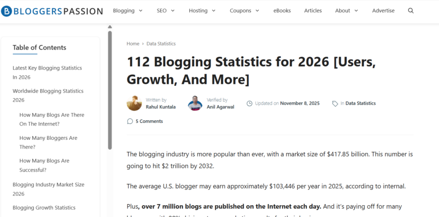 Statistics Blog Format