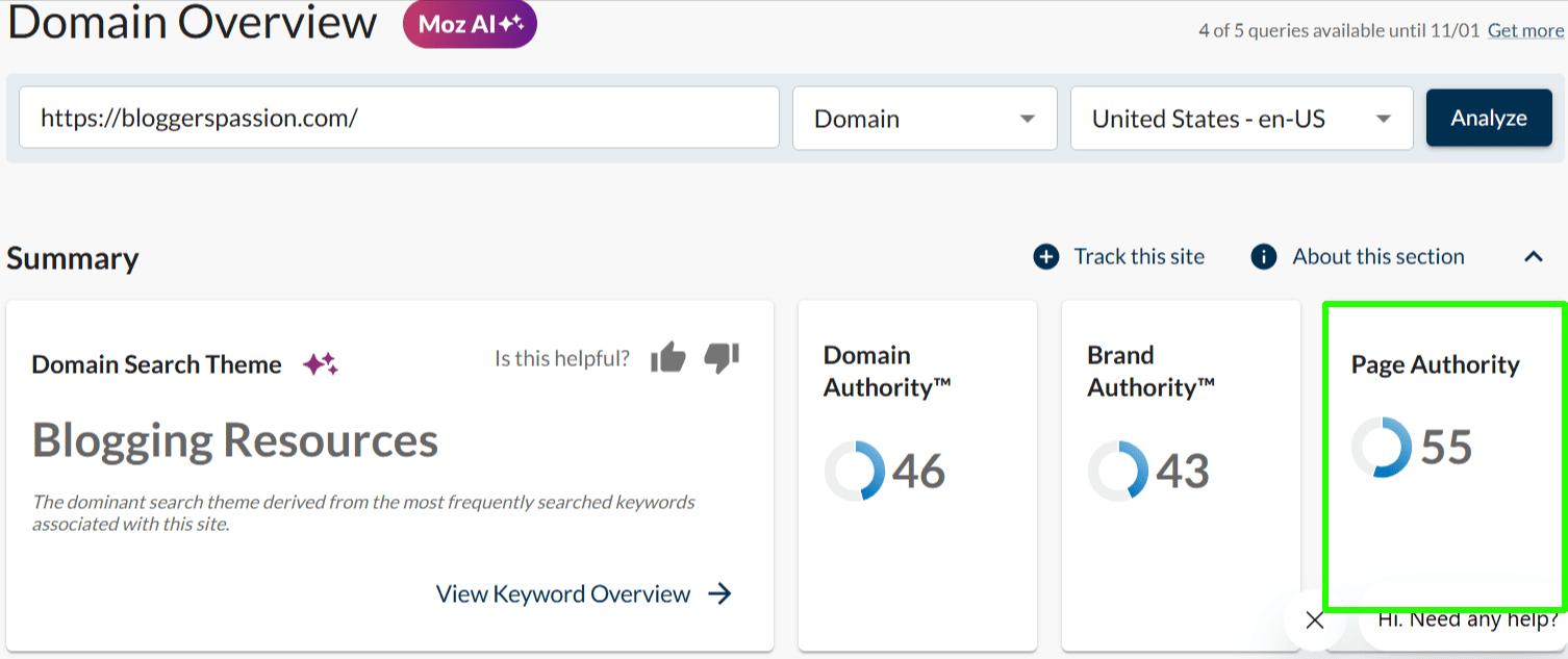 MOZ Page Authority