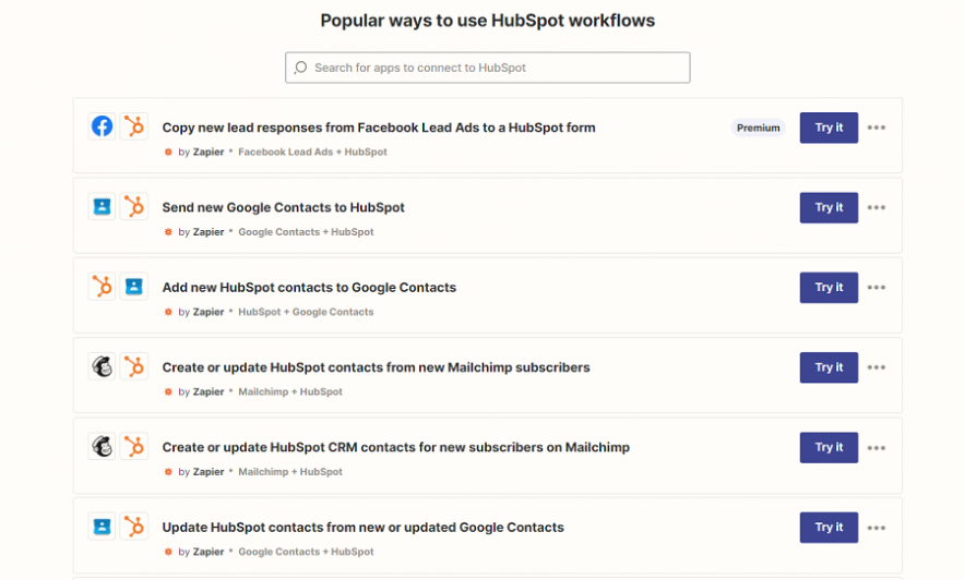 hubspot use cases inside zapier