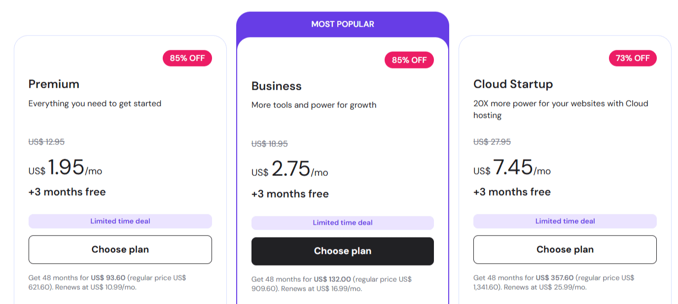 Hostinger latest pricing