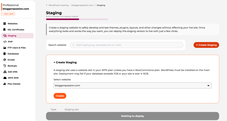 wpx push staging is there
