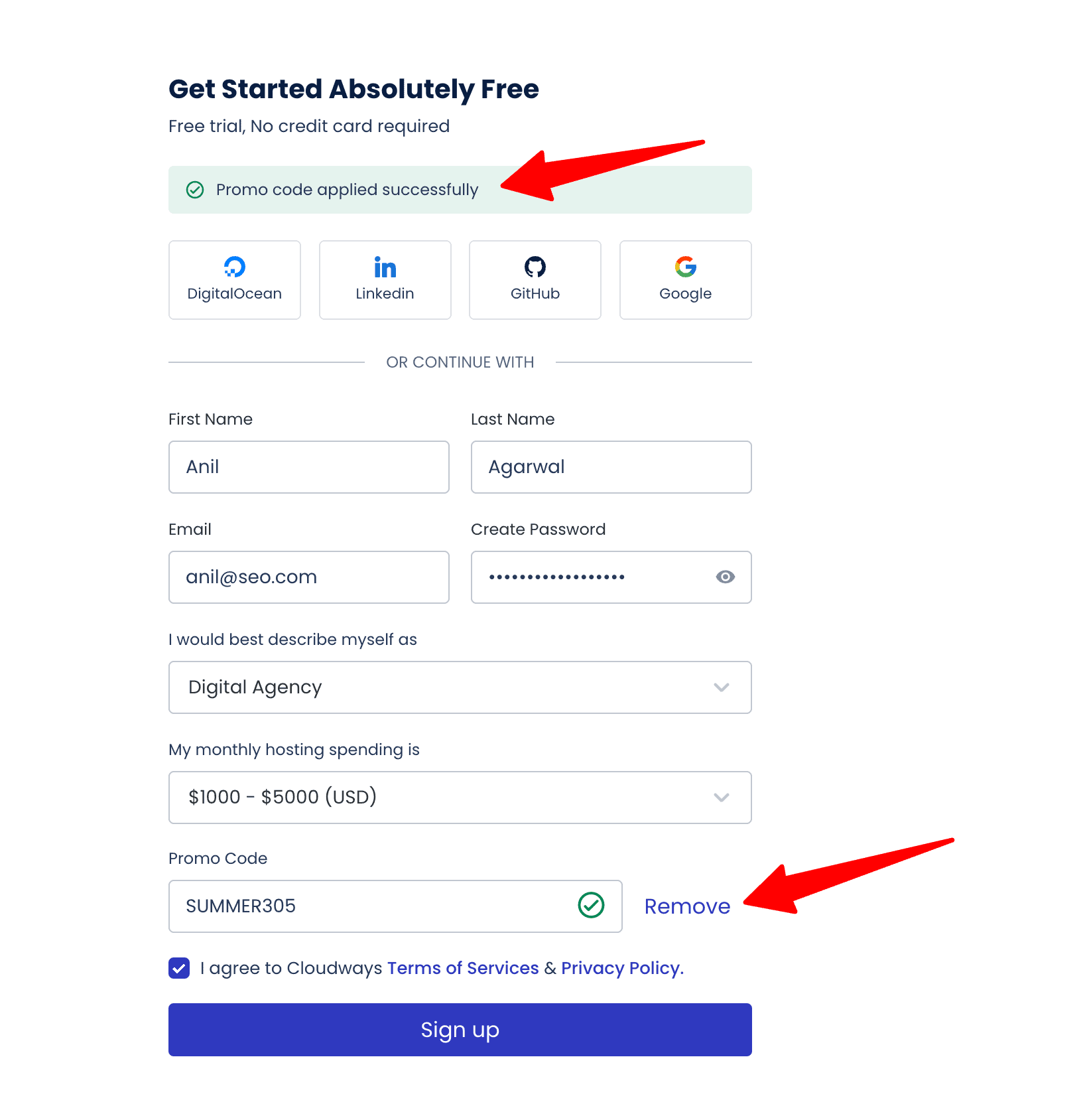 cloudways promo code is activated
