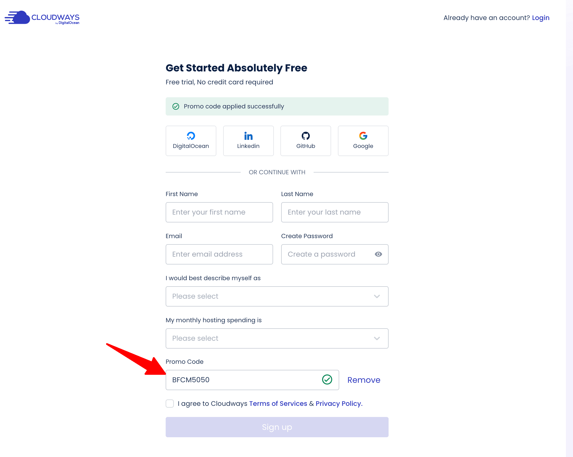 cloudways promo code is activated