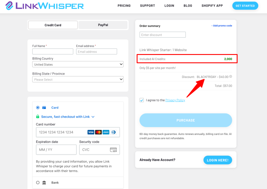 link whisper checkout discounted price