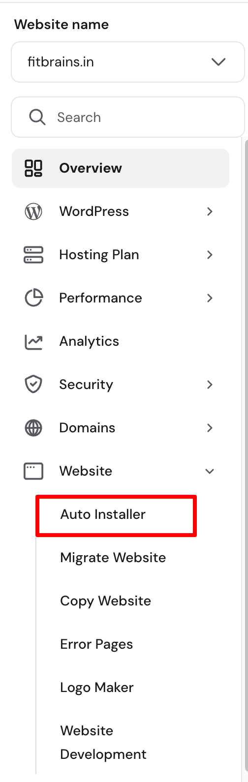 Under the Website tab, find Auto Installer