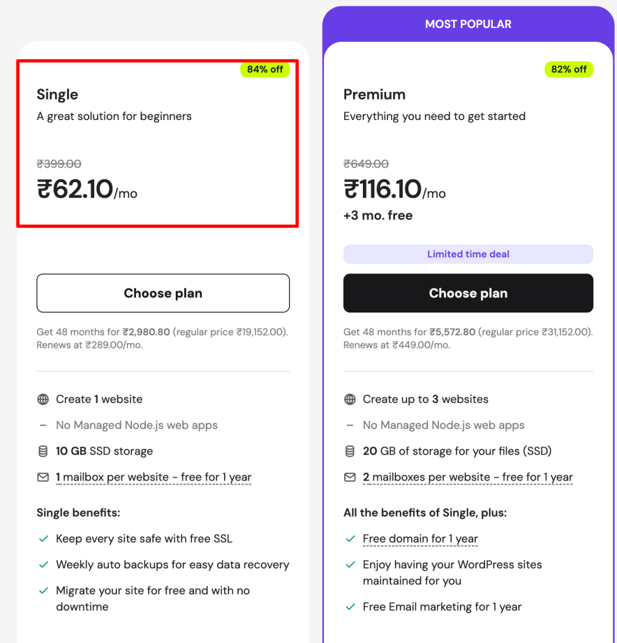 hostinger india single