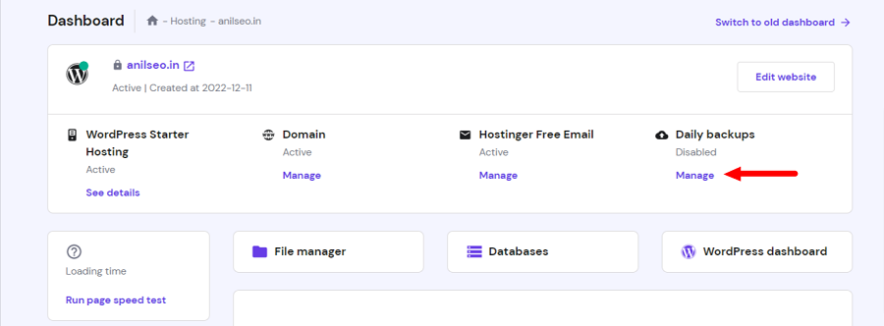 hostinger manage backups