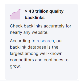 semrush has 43 trillion links database