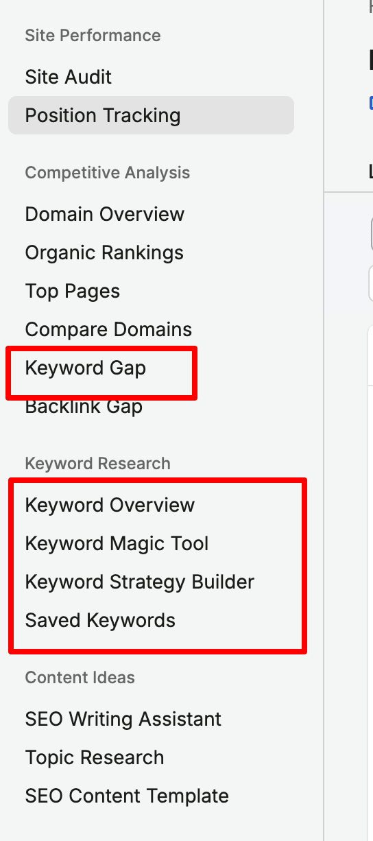 semrush keyword research tools