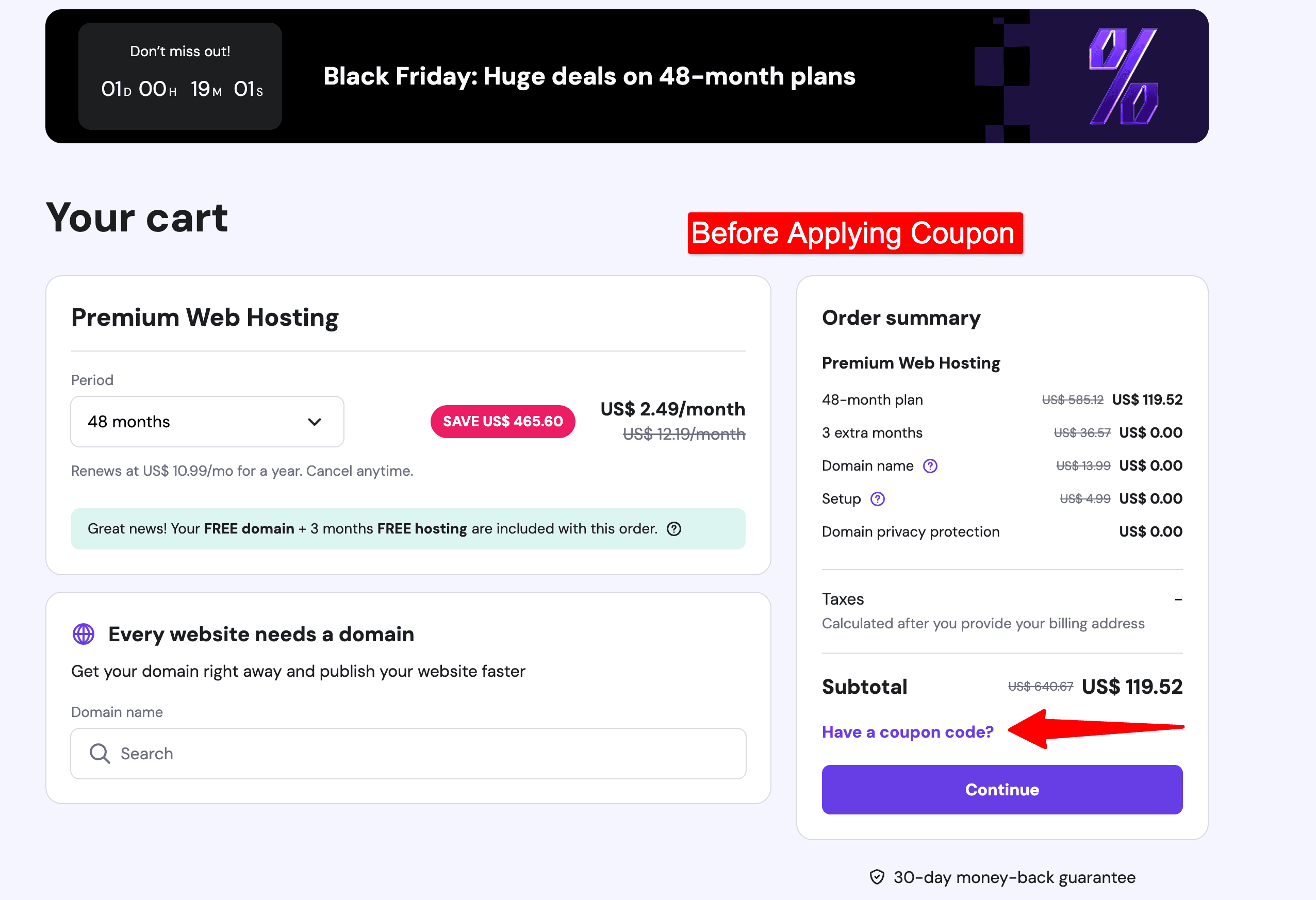 Hostinger Before coupon