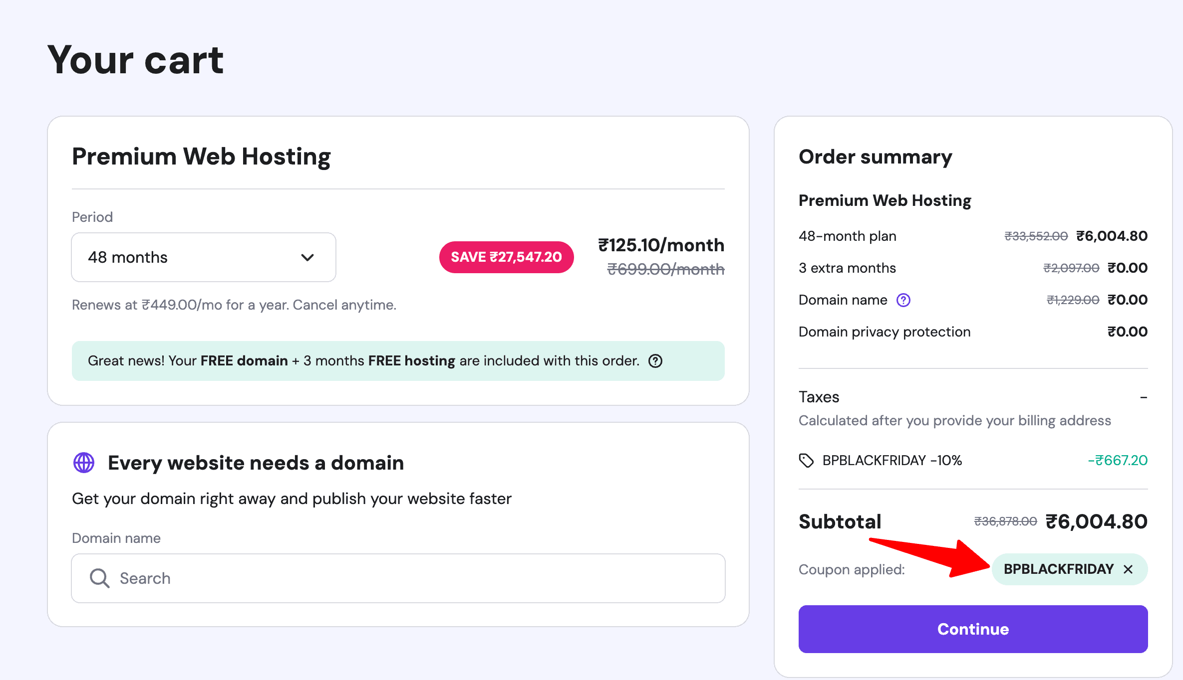 hostinger coupon india has been applied