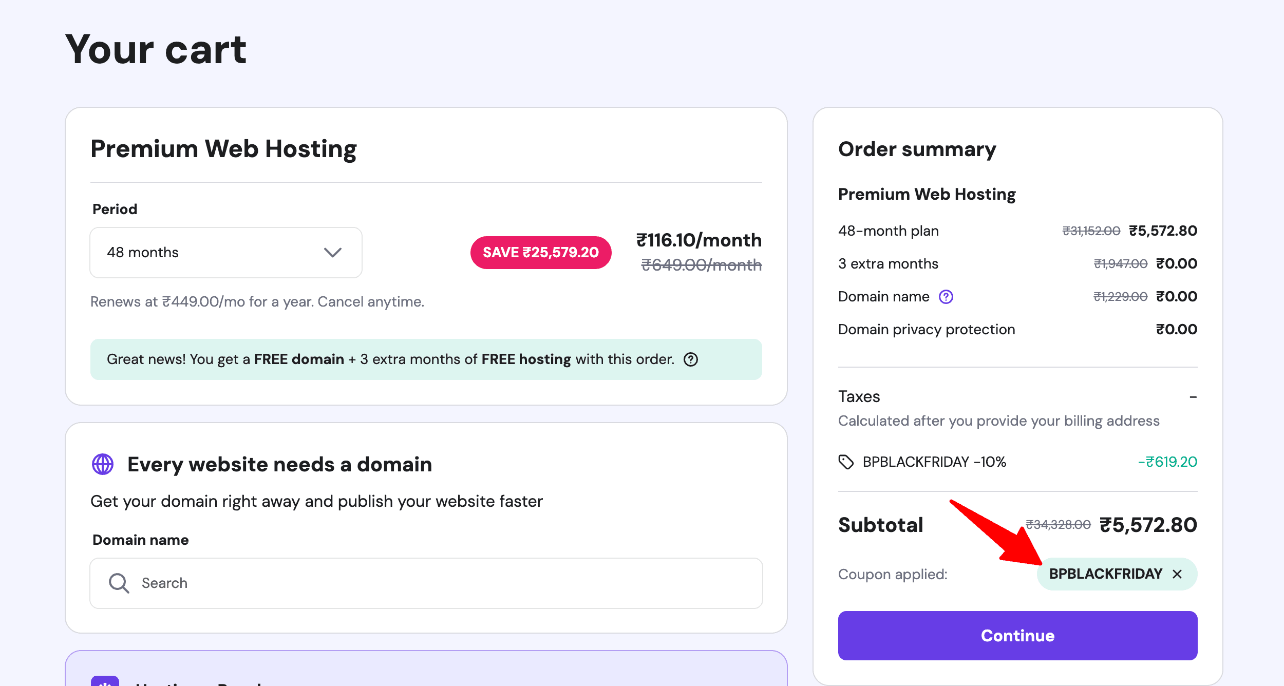 hostinger coupon india has been applied