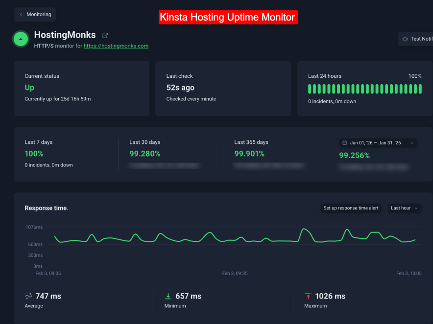 Kinsta Hosting Uptime Monitor