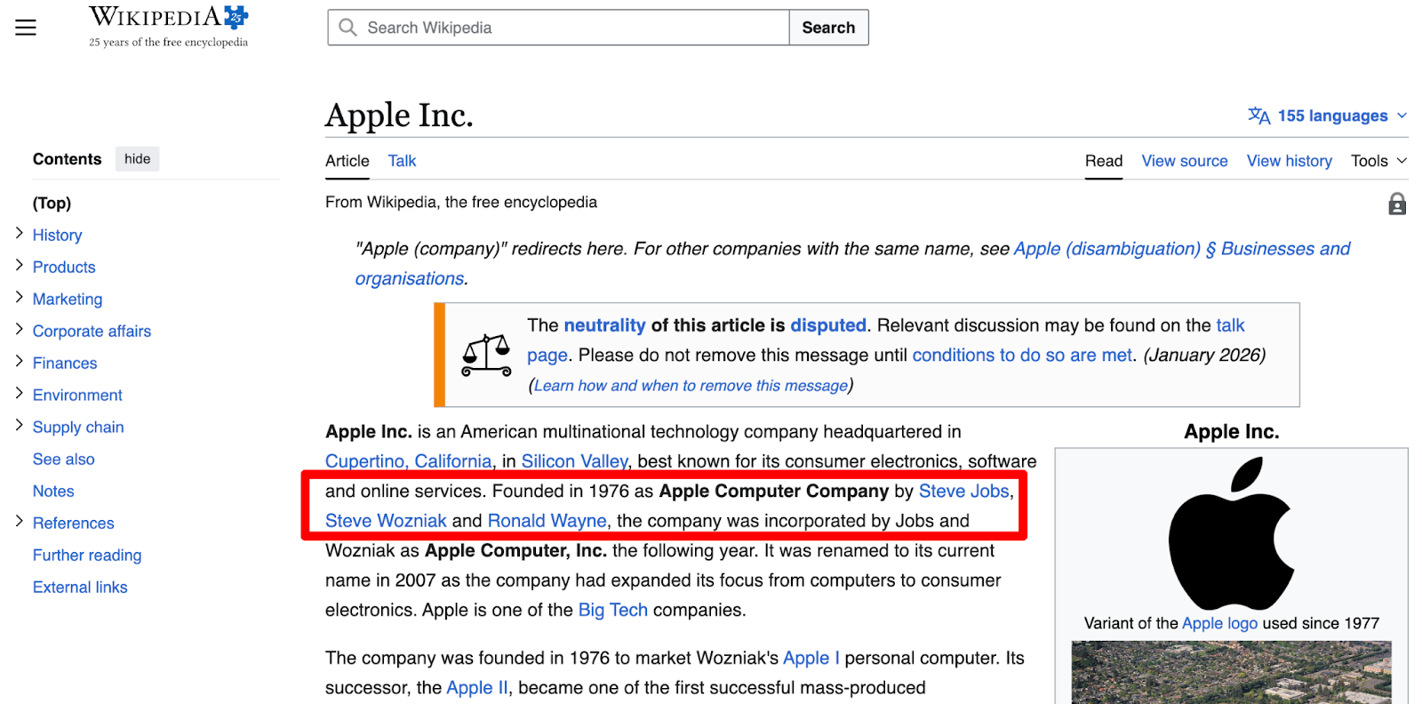Wikipedia example
