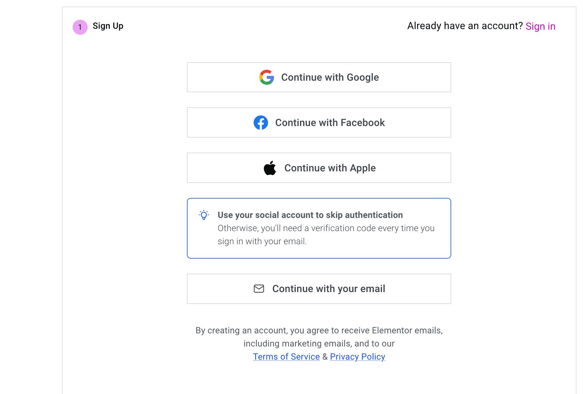 free sign up