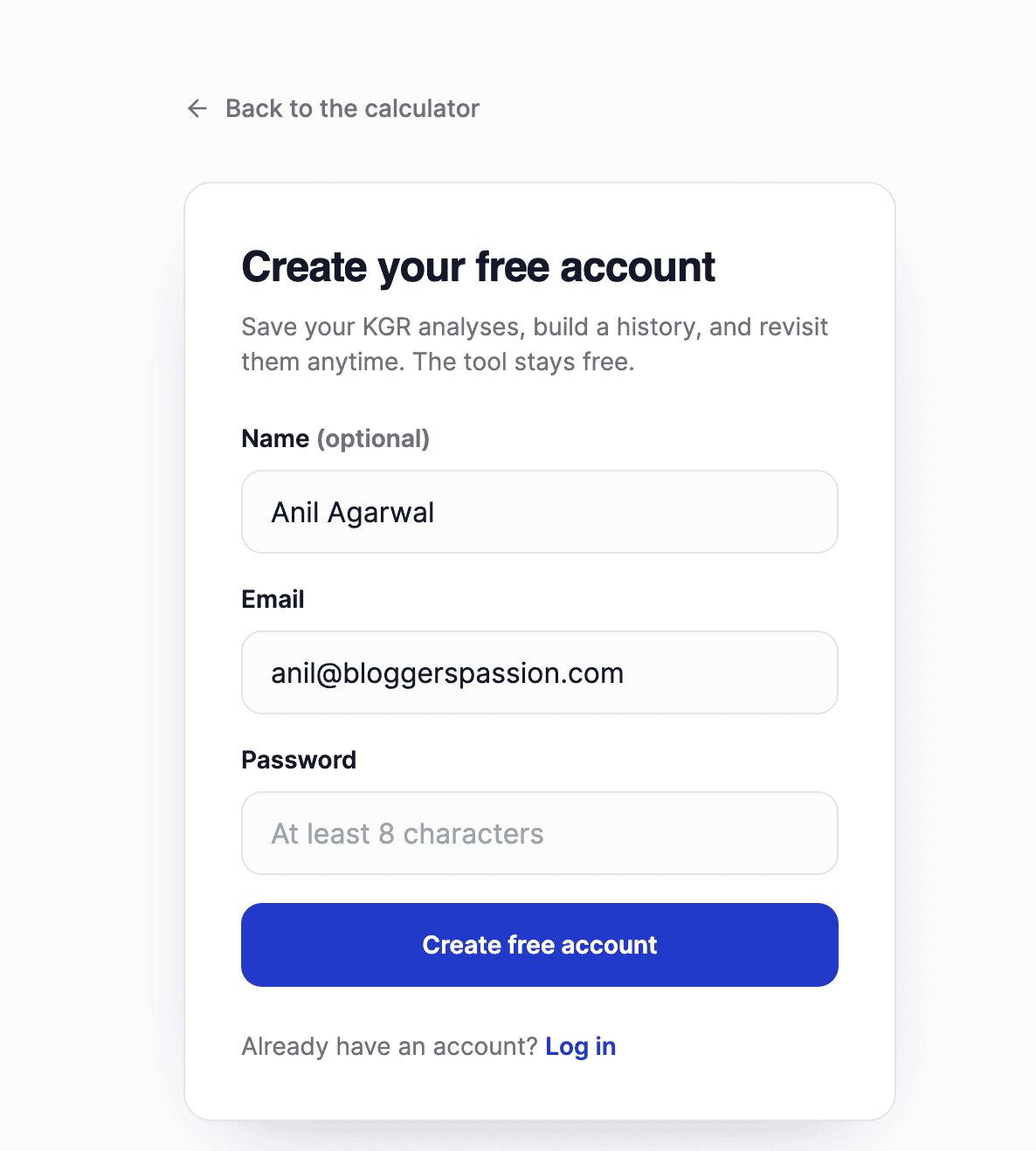 created the login form