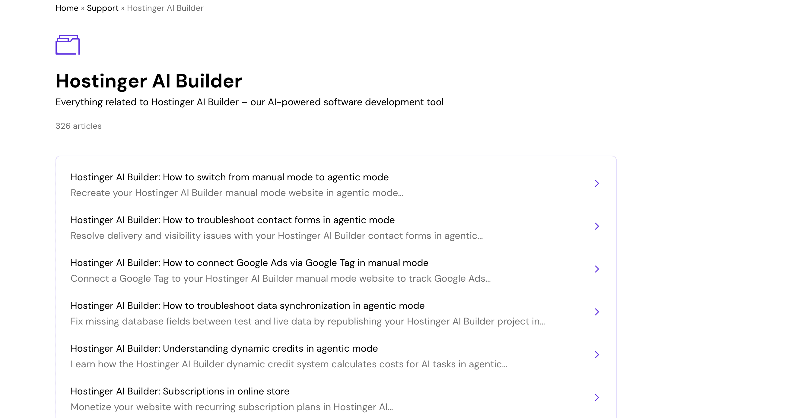 hostinger ai builder support videos and tuts