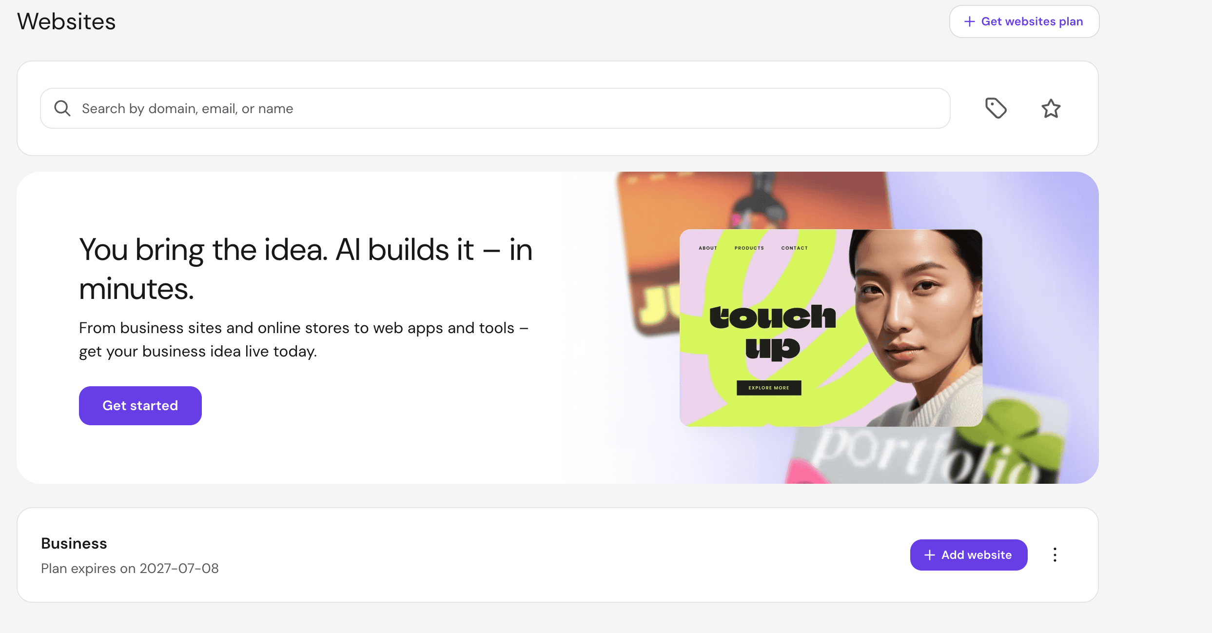 main dashboard