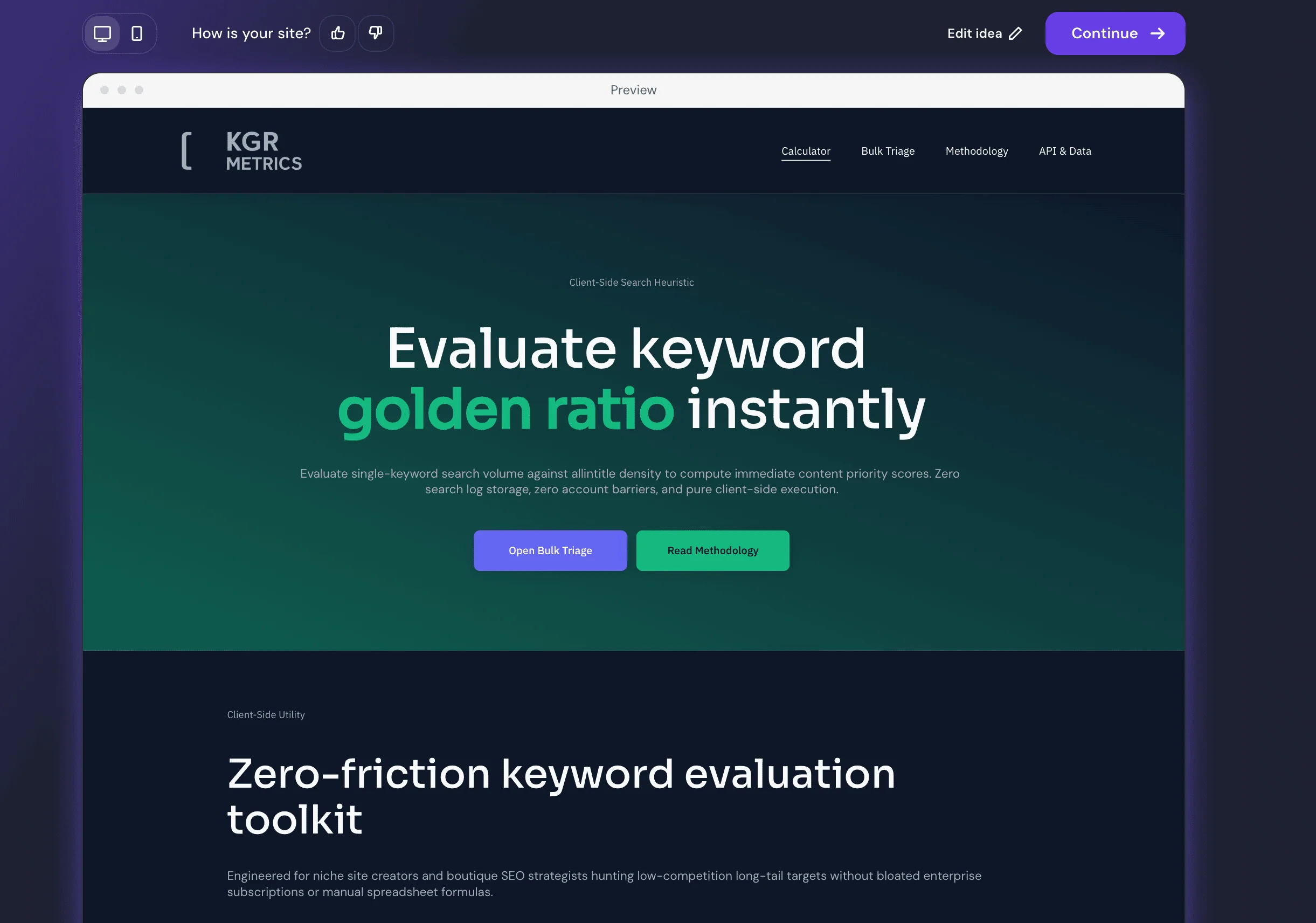 website design generated by the hostinger ai builder manual mode