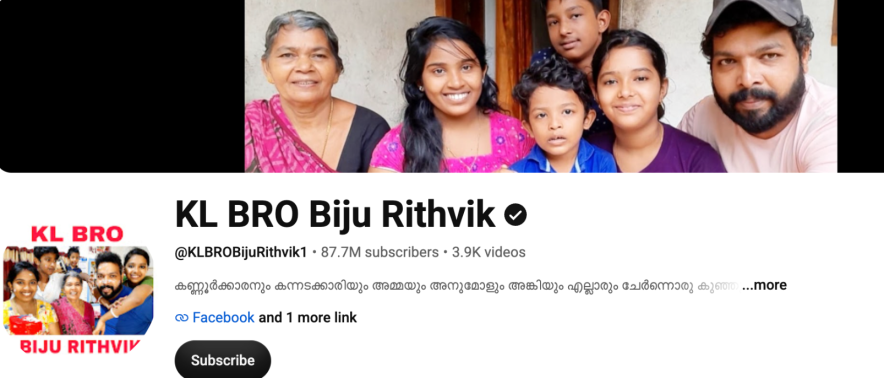 KL BRO Biju Rithvik YouTube Channel