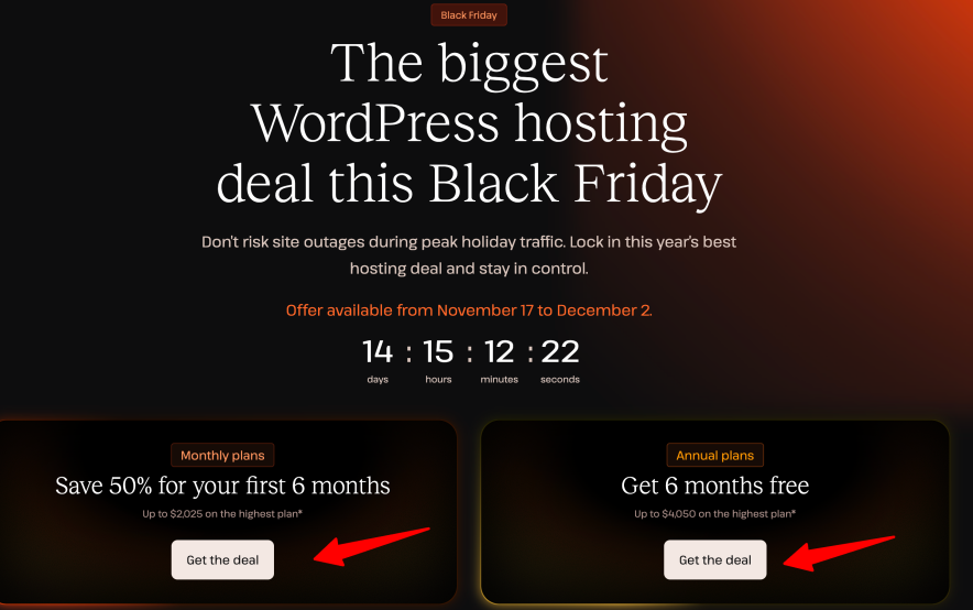 Step 1 click here to visit Kinsta official Black Friday deal page