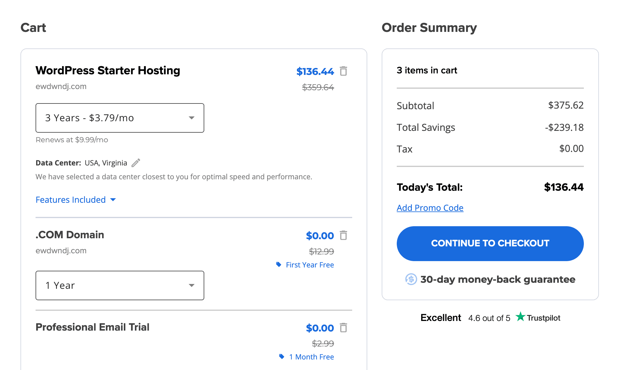bluehost pricing after coupon code applied