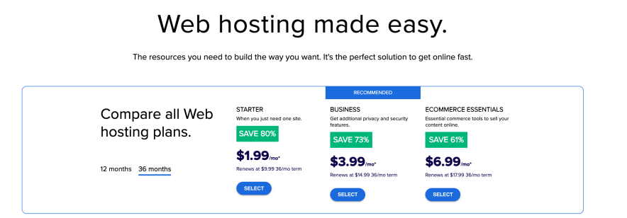 choose a bluehost hosting discounted plan