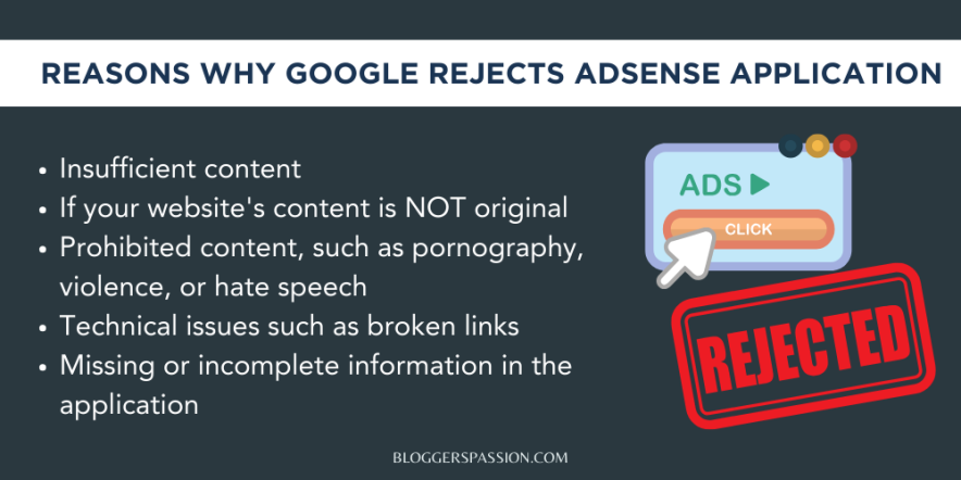 adsense rejection reasons