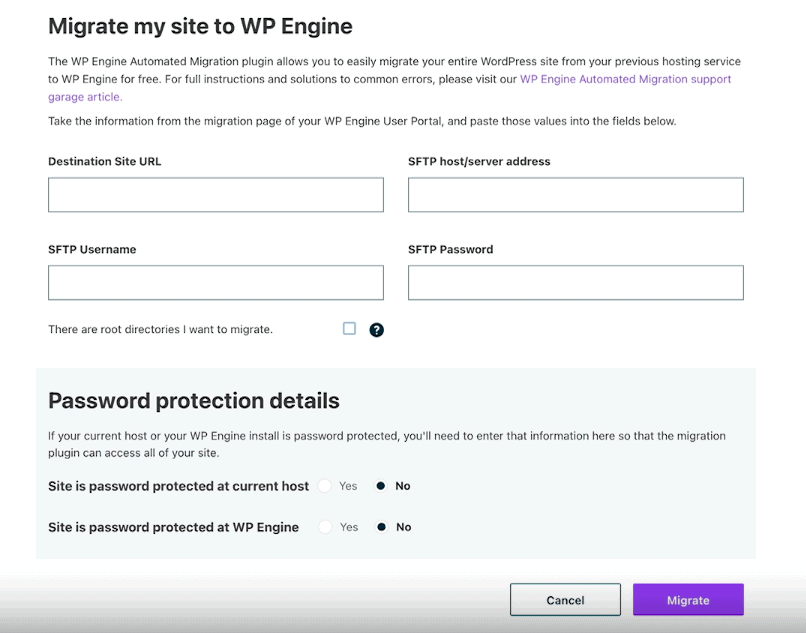 Enter SFTP credentials