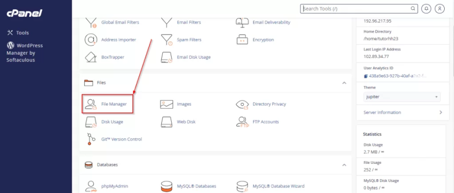 cpanel file manager