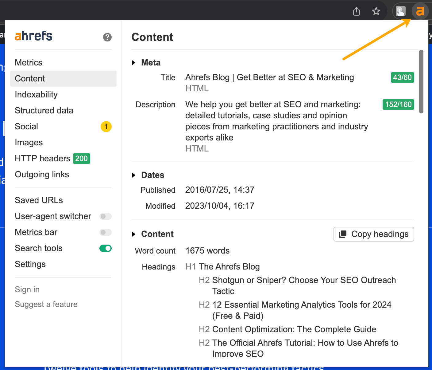 Ahrefs SEO Toolbar