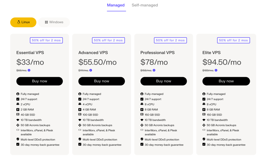 managed hosting plans
