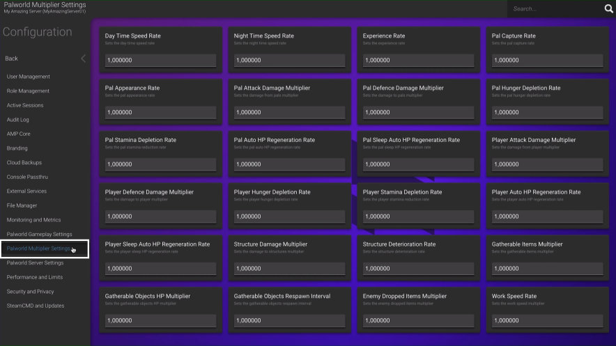 configure palworld multiplayer settings