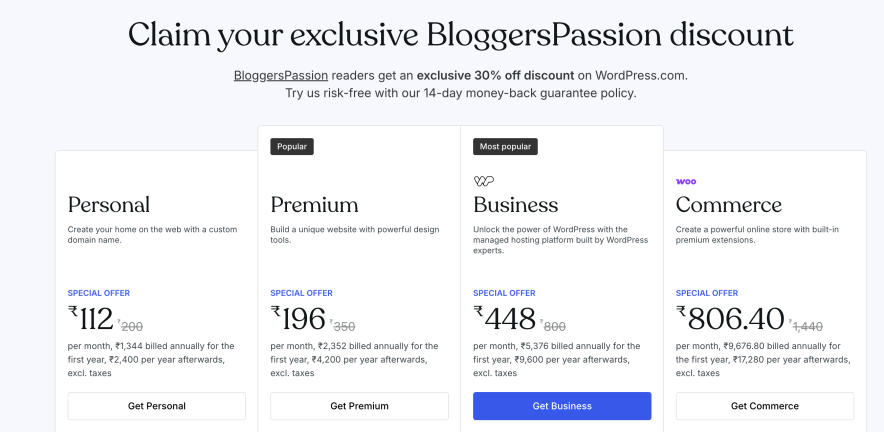 step 1 visit wordpress.com official hosting plans page