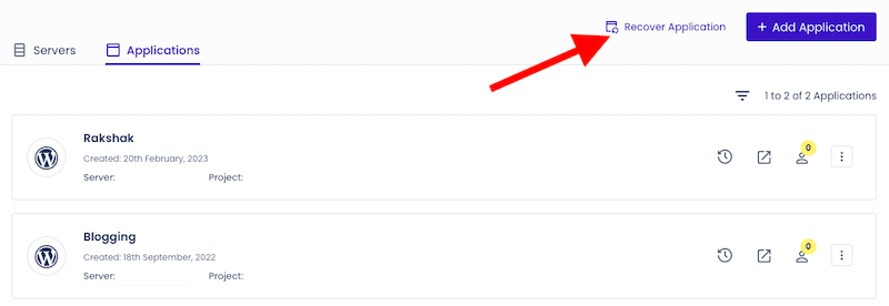 cloudways application recover
