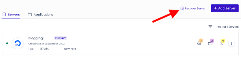 cloudways server recover