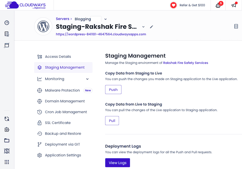 cloudways staging