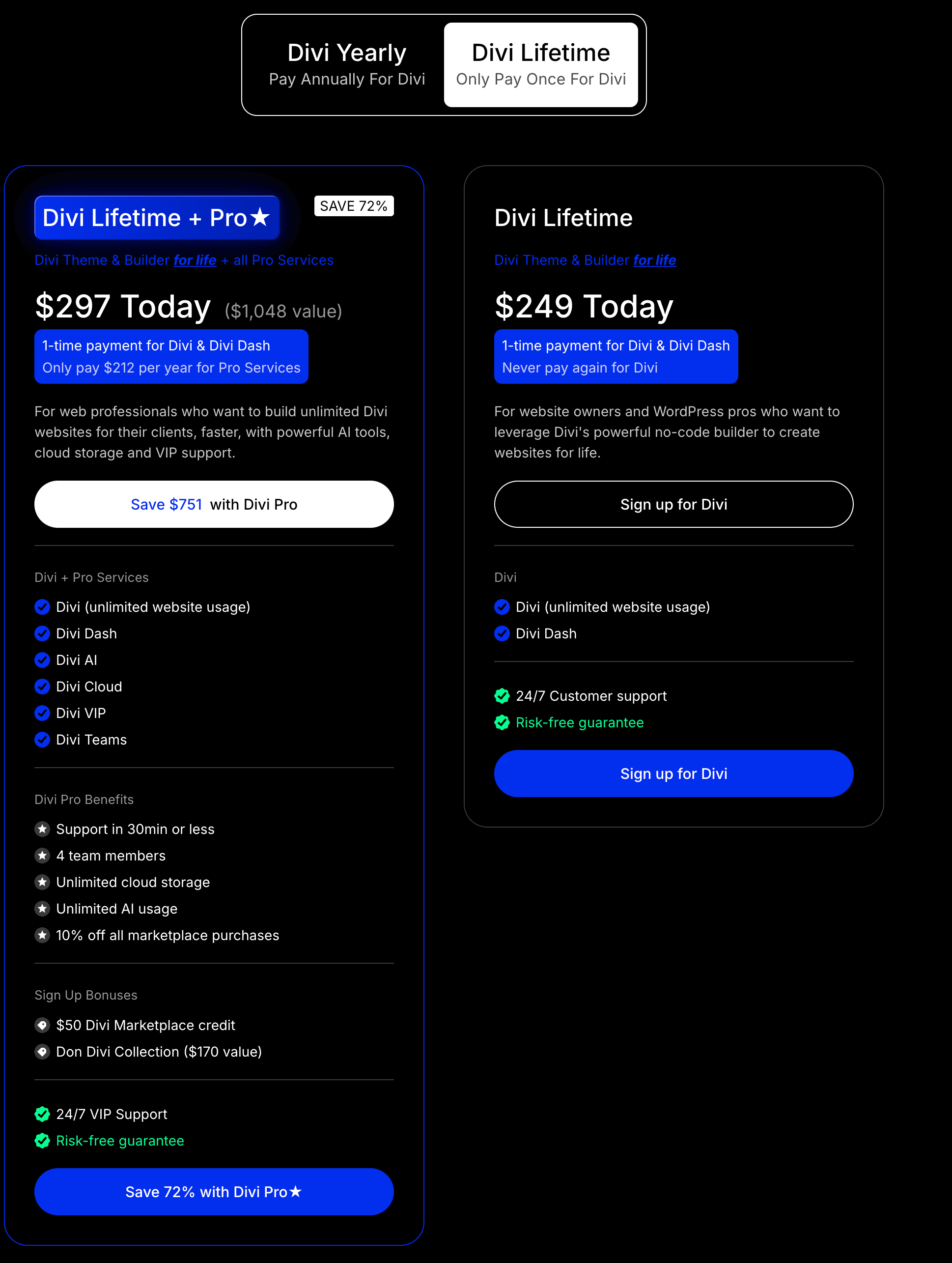 divi lifetime discounted plans