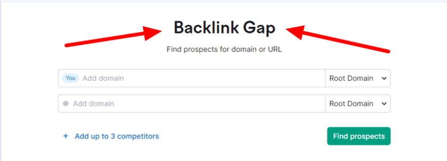 Semrush Backlink Gap