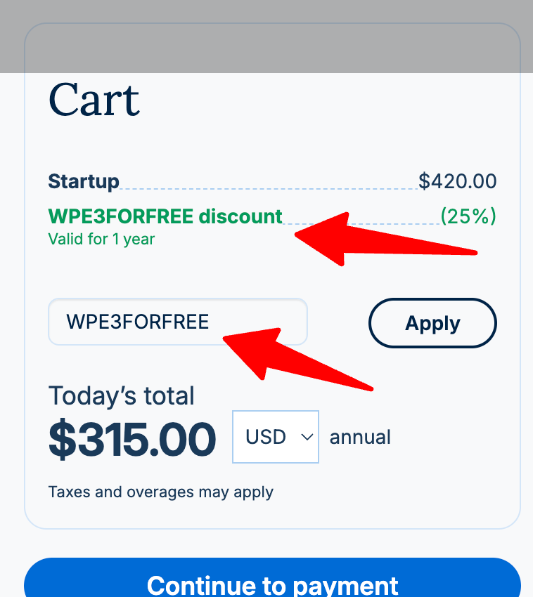 wpengine coupon code has been redeemed