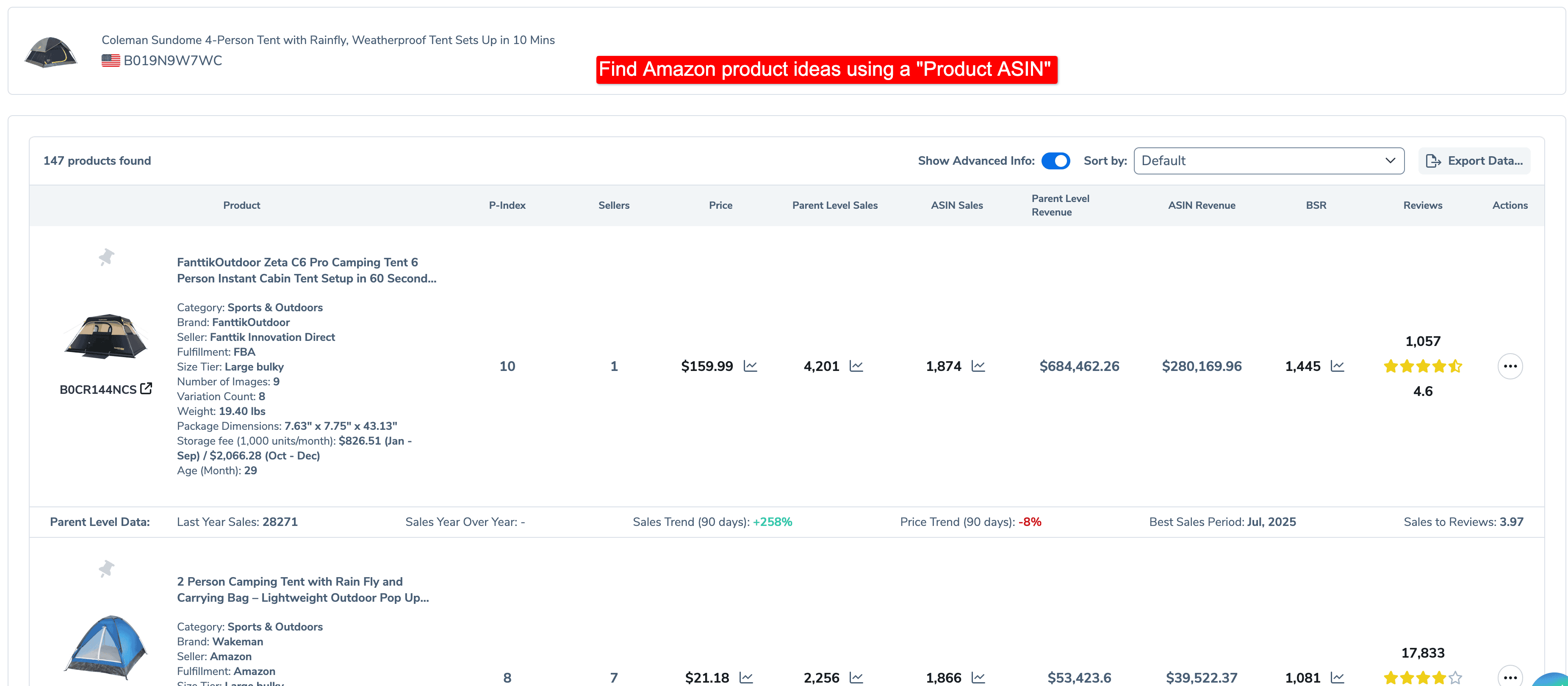 Find amazon product ideas using a Product ASIN