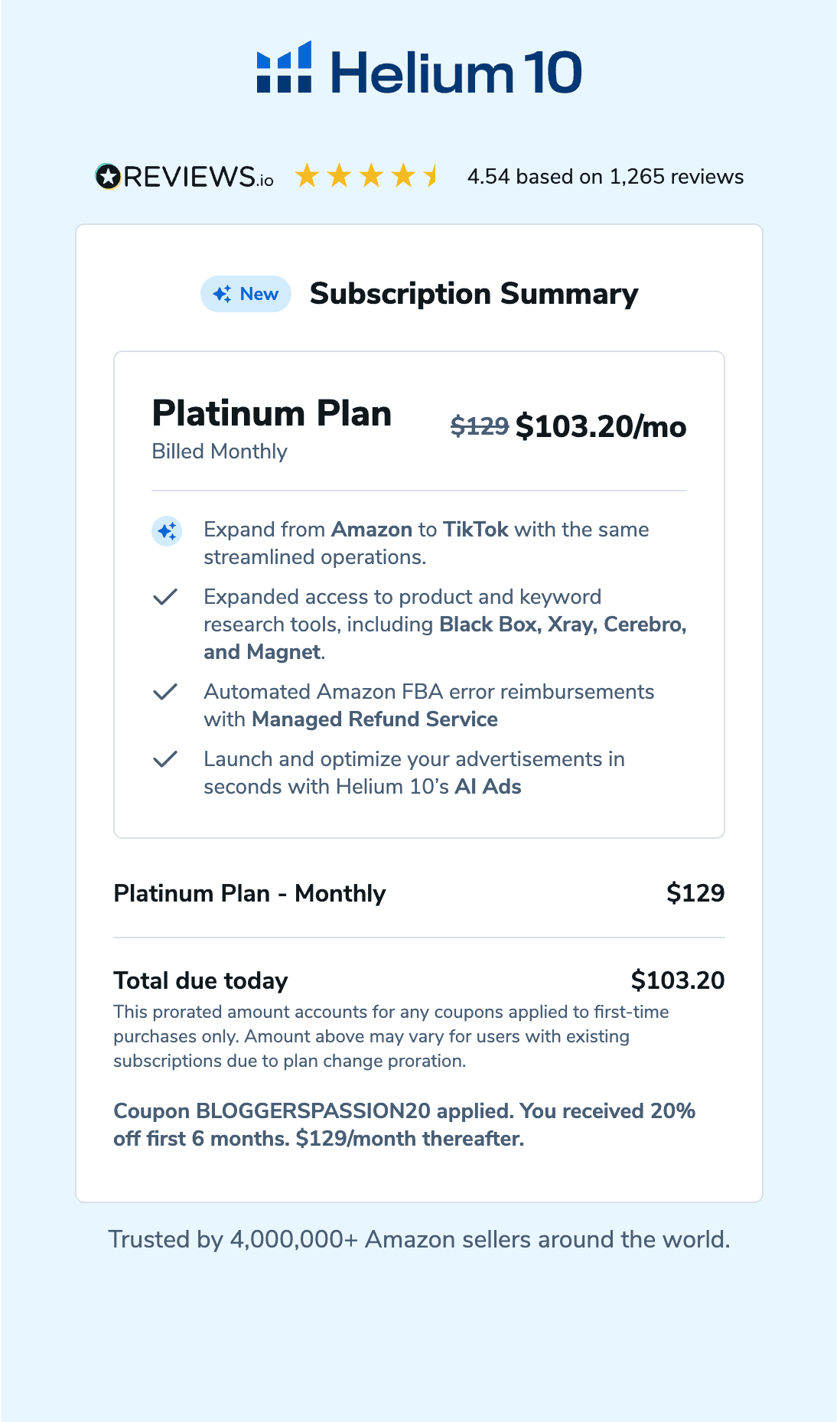 Step 2 Pick a Helium 10 Discounted Plan & Make the Payment