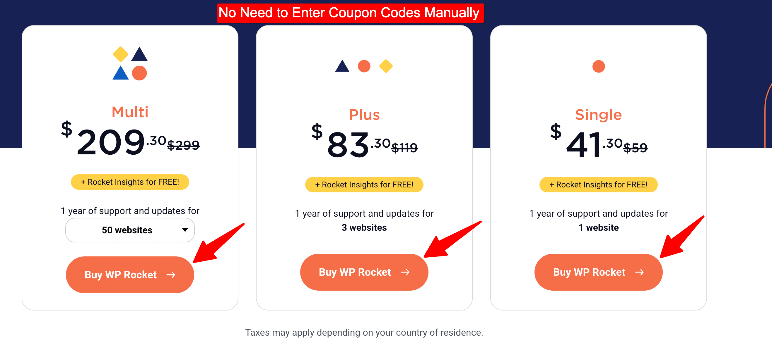 Step 2 Pick Your Preferred WP Rocket Discounted Plan