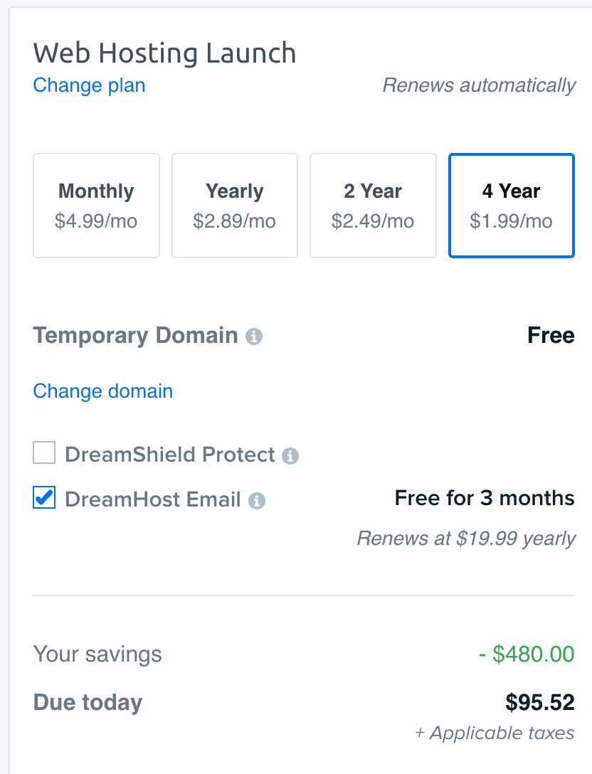 dreamhost checkout