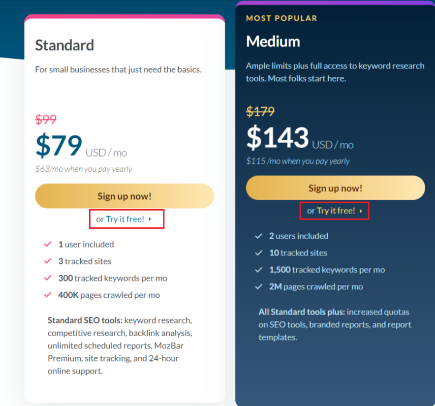 Step 1 Unlock Moz Pro Trial